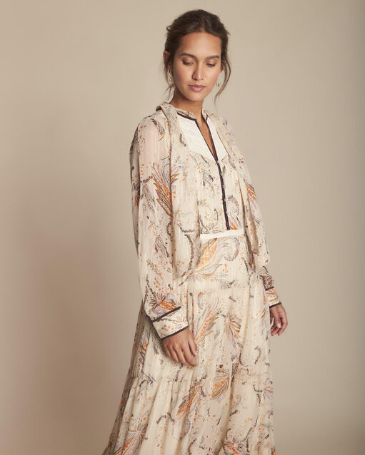 Imane long ecru printed dress (2) - Maison 123