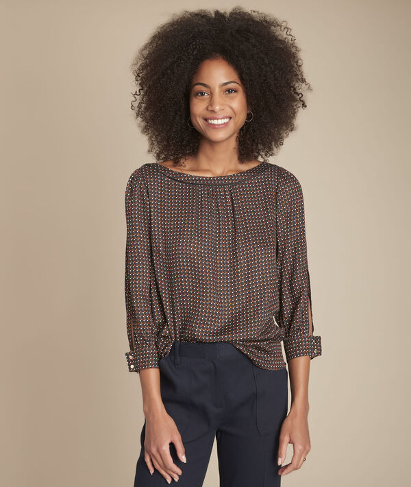 Melena black printed blouse | 1-2-3 Melena black printed blouse PhotoZ | 1-2-3