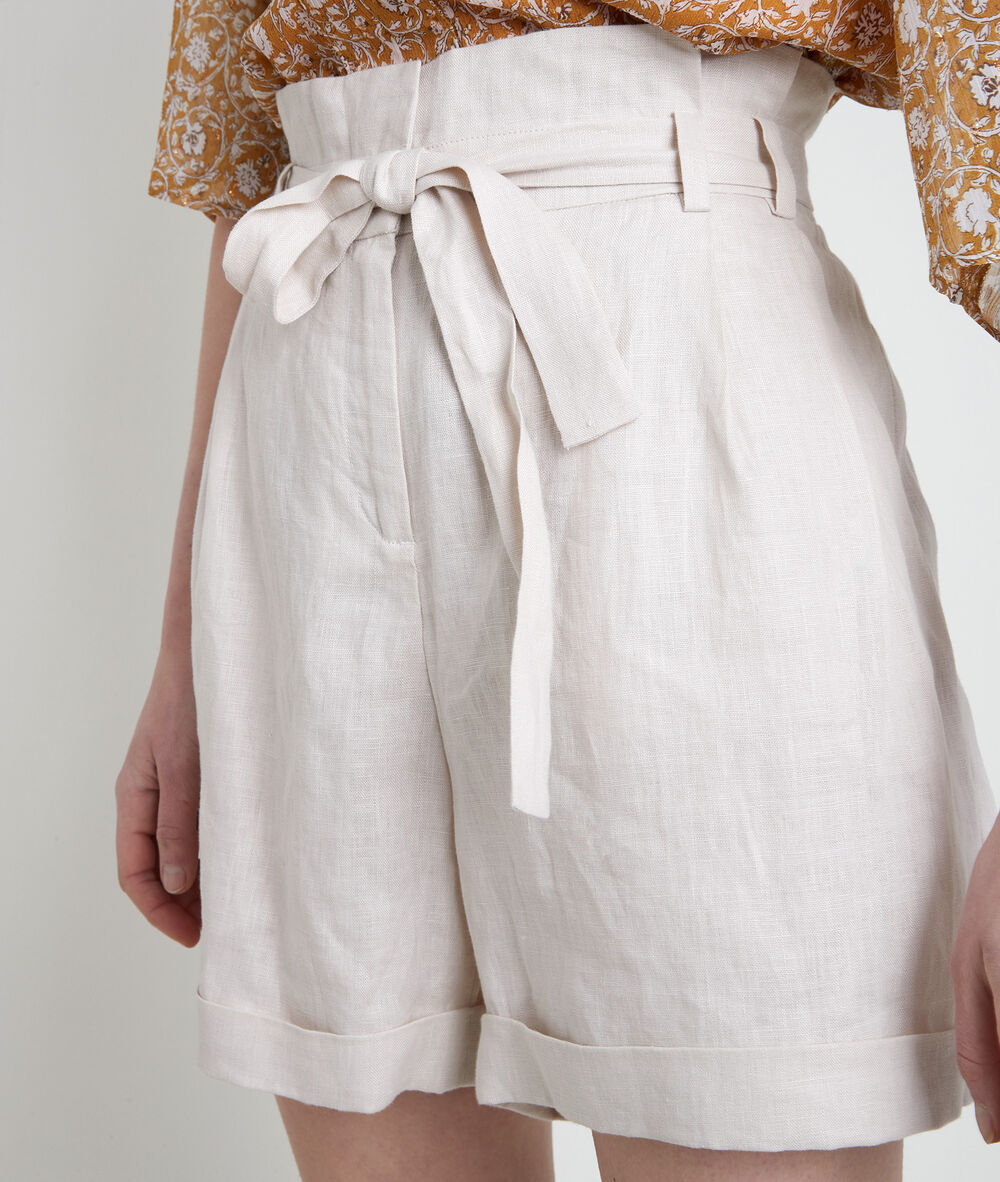 Fariel beige certified linen shorts naturel.