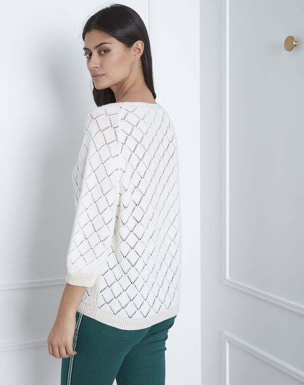 Aquarelle cream openwork pullover cream.