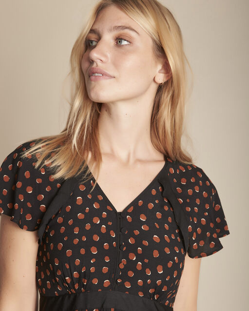 Indira long black printed dress (2) - Maison 123