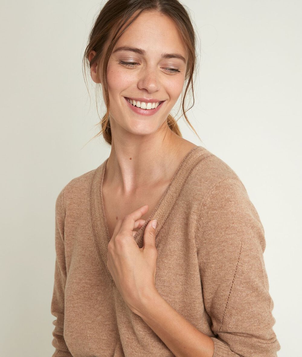 Rozane havana wool and cashmere pullover havane.