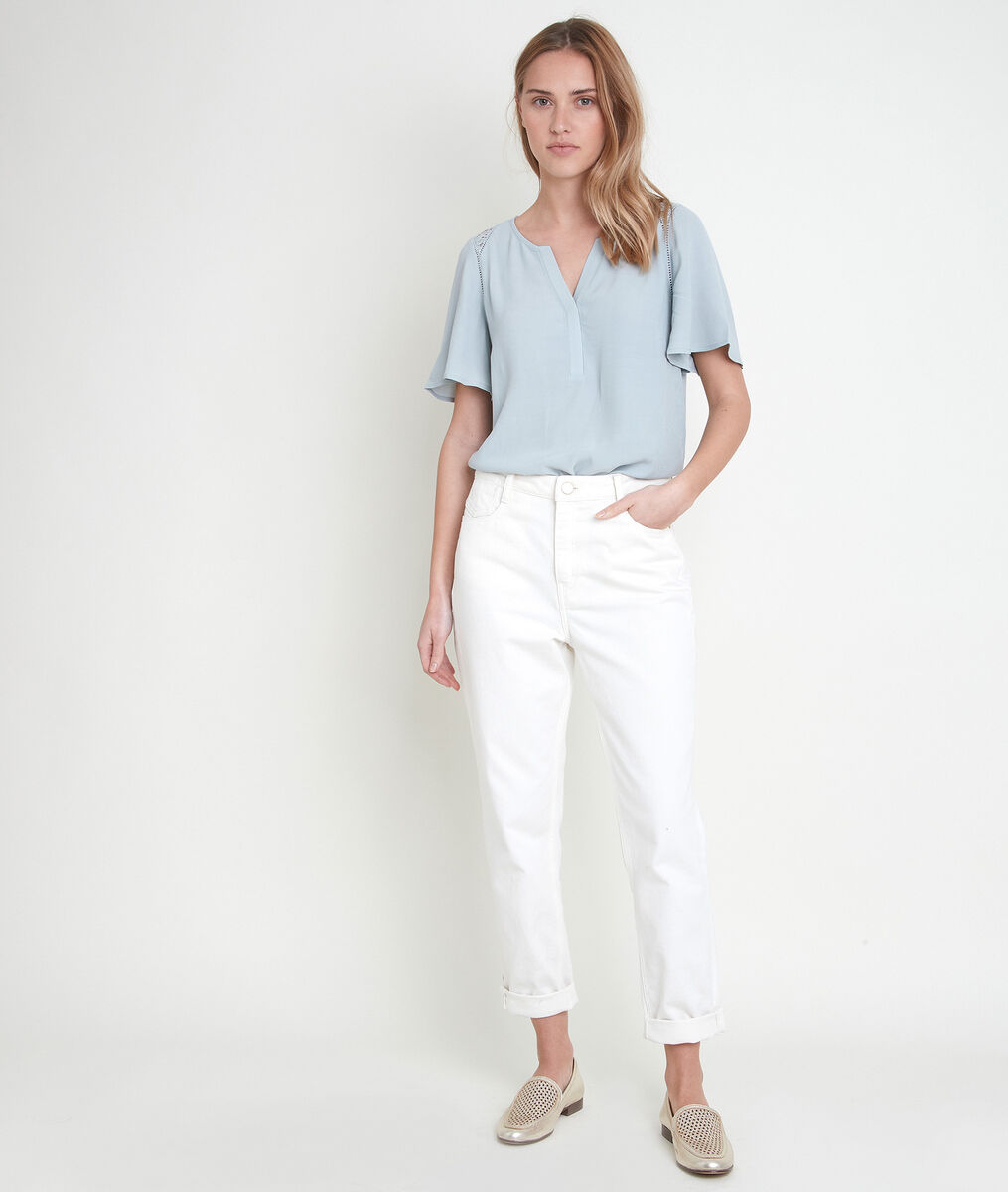 DONNA mint-coloured dual-fabric top | 1-2-3 DONNA mint-coloured dual-fabric top PhotoZ | 1-2-3
