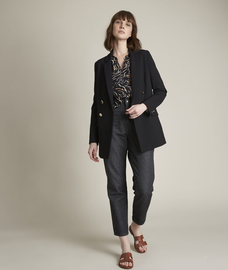 Martine printed blouse navy blue.