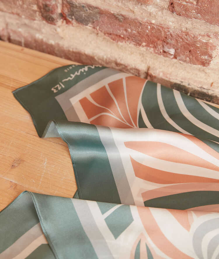 Hedwige printed silk square scarf jade.