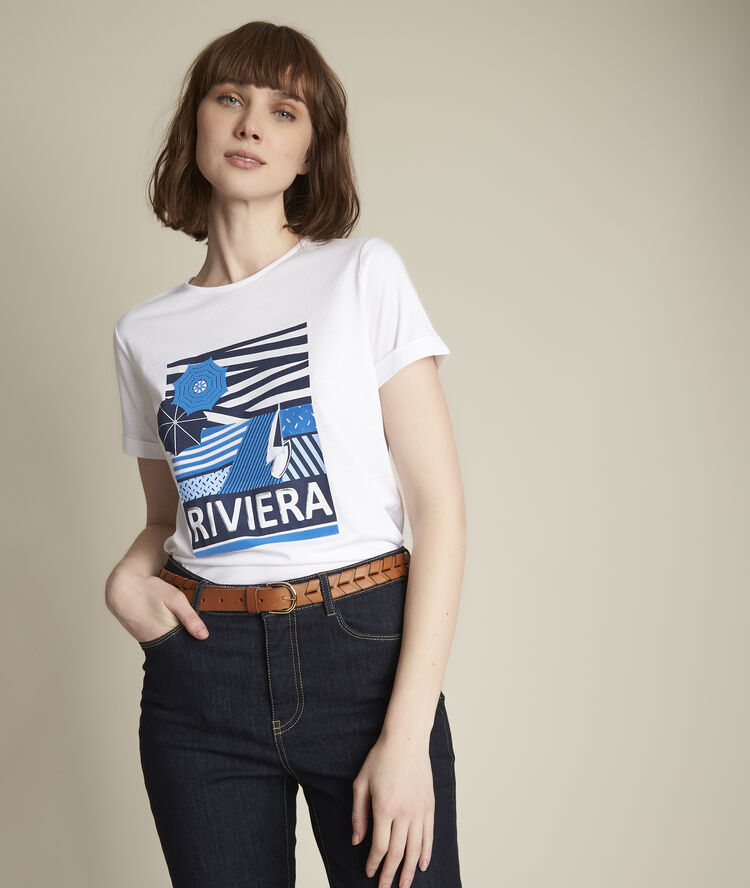 Riviera screen-print t-shirt white.