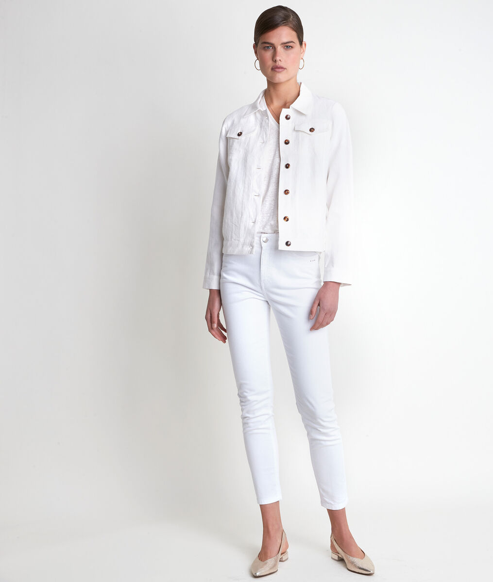Clem ecru short linen jacket | 1-2-3 Clem ecru short linen jacket PhotoZ | 1-2-3