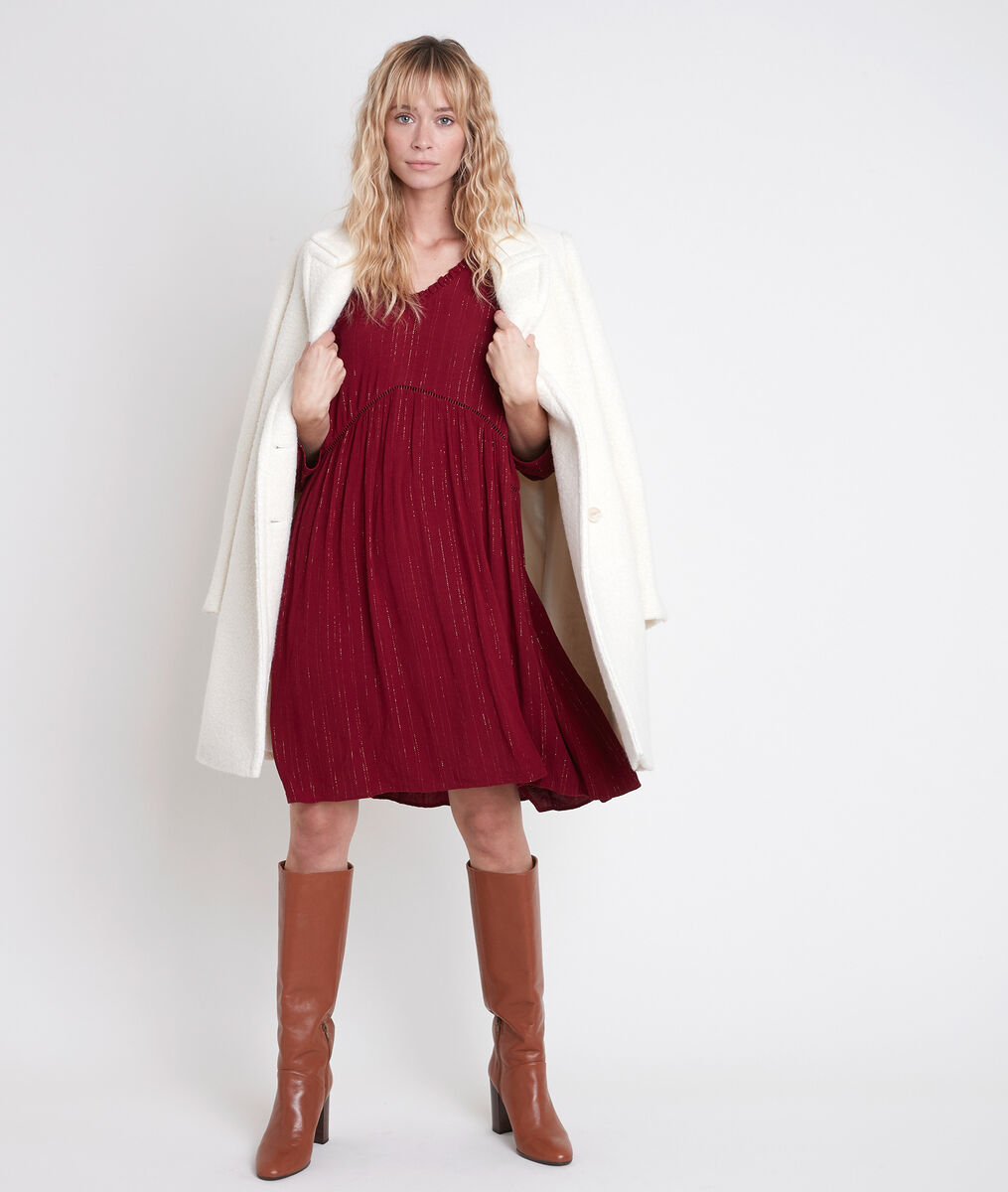 LARISSA red A-line dress in lurex | 1-2-3 LARISSA red A-line dress in lurex PhotoZ | 1-2-3