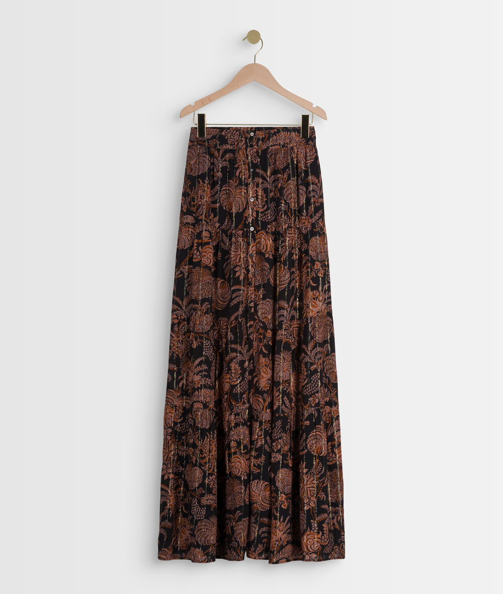Emira black and orange printed maxi skirt PhotoZ | 1-2-3