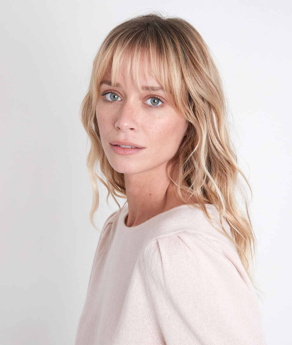 Ribambelle powder-coloured cashmere pullover poudre.