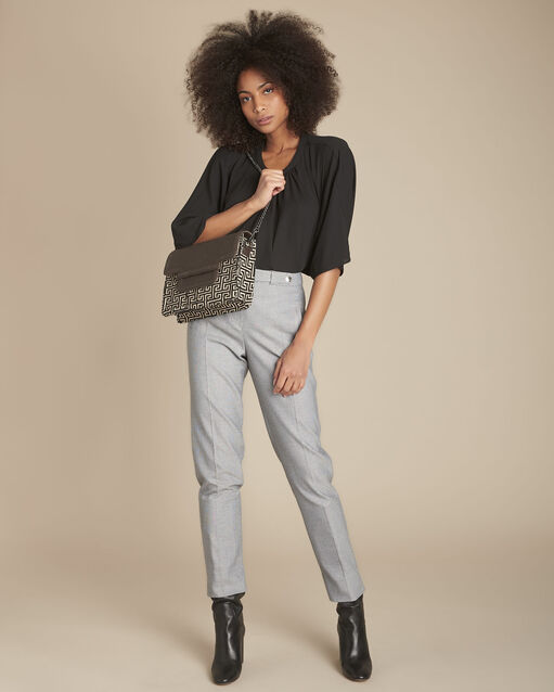 Eloi flecked grey cigarette trousers mid chine.