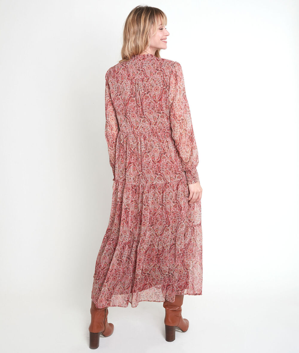 Nada beige print maxi dress beige.