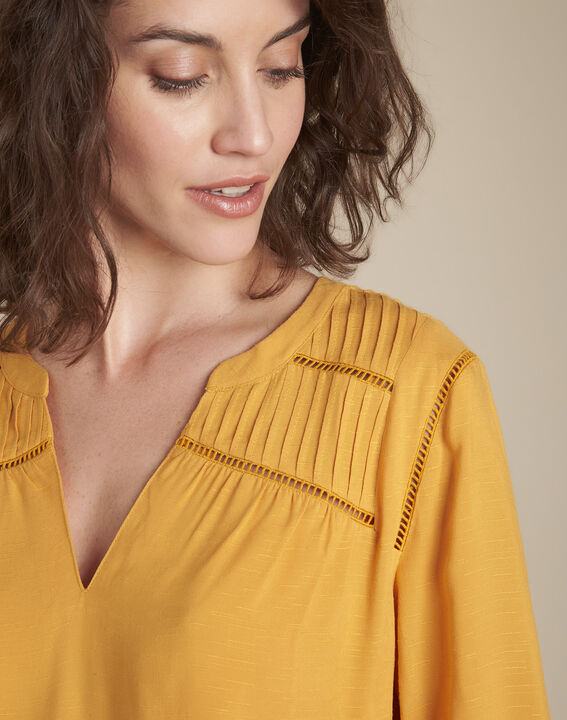 Maureen amber blouse with lace shoulders | 1-2-3 Maureen amber blouse with lace shoulders PhotoZ | 1-2-3