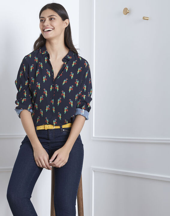 Ravel black shirt with parrot print | 1-2-3 Ravel black shirt with parrot print PhotoZ | 1-2-3