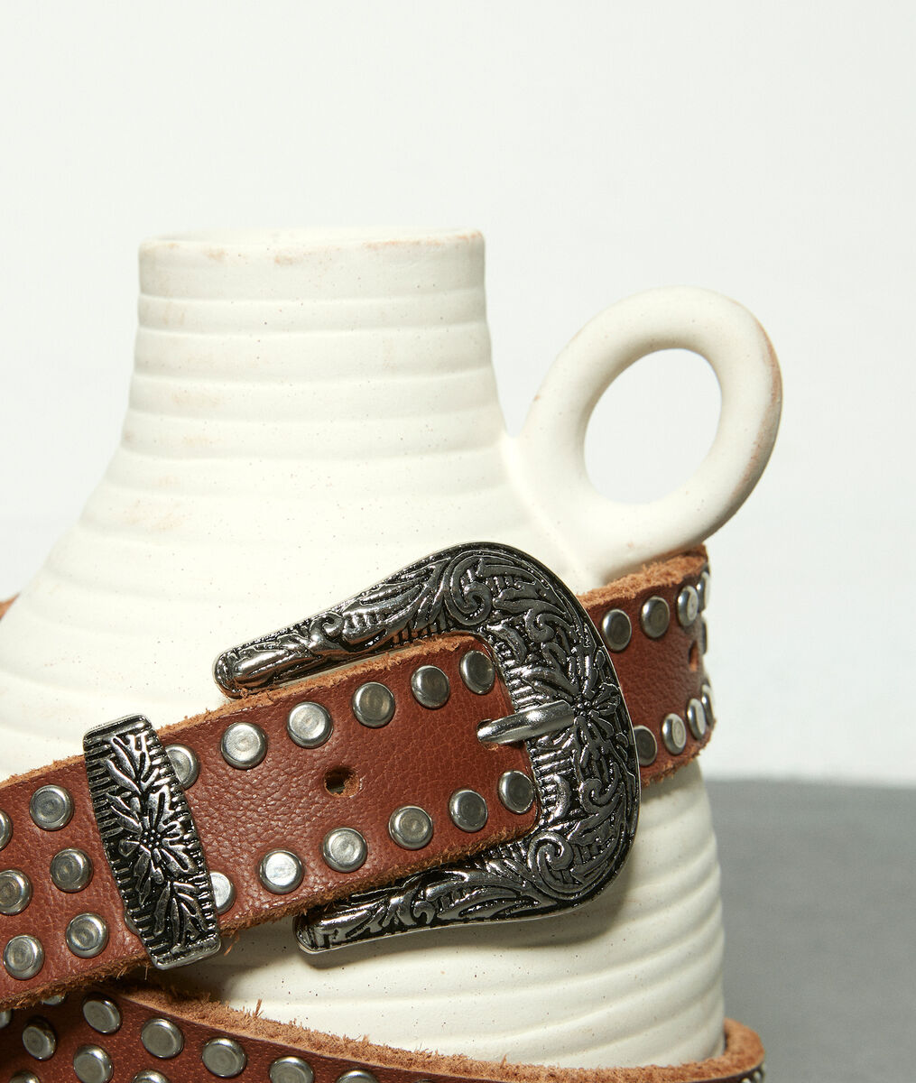 SHARLEEN camel-coloured studded belt | 1-2-3 SHARLEEN camel-coloured studded belt PhotoZ | 1-2-3