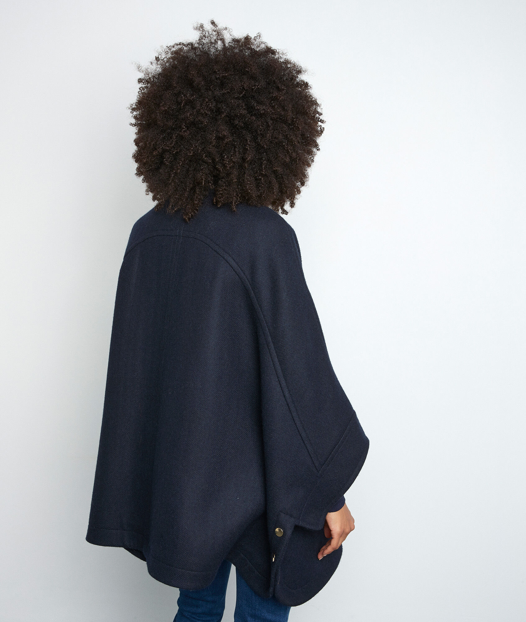 navy wool cape