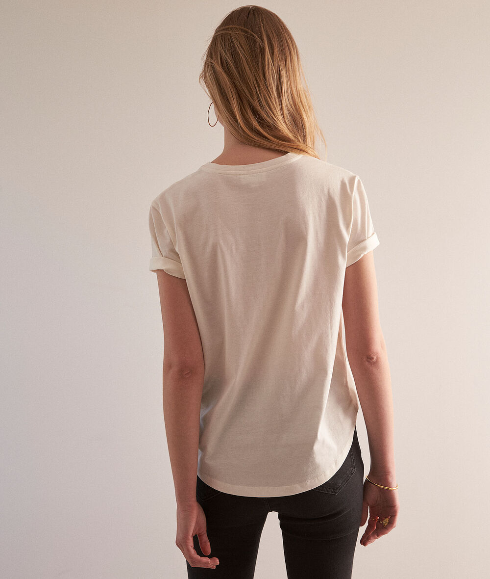 Fiona white organic cotton embroidered slogan T-shirt PhotoZ | 1-2-3