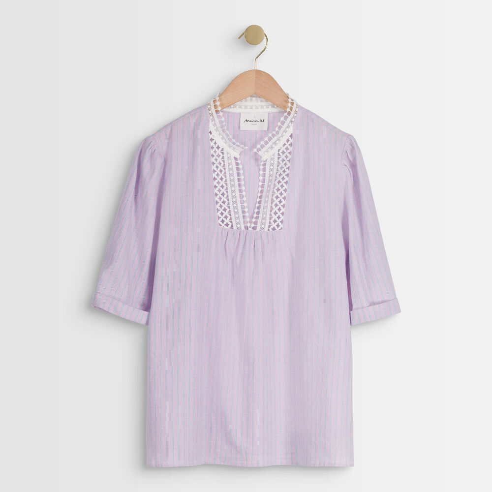 Tendra striped embroidered blouse mauve.