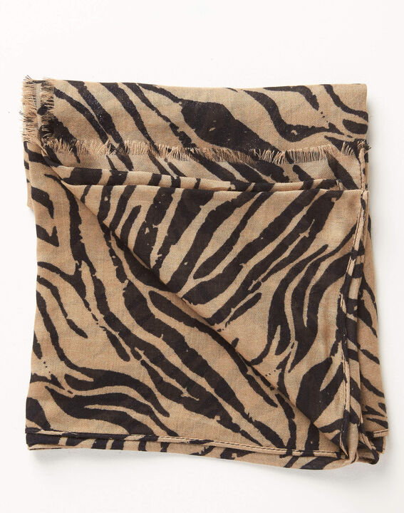 Ange zebra print scarf in camel | 1-2-3 Ange zebra print scarf in camel PhotoZ | 1-2-3
