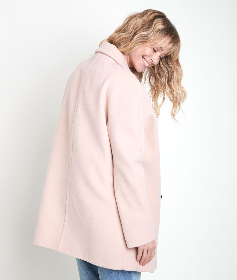 Joy powder-coloured wool blend coat poudre.