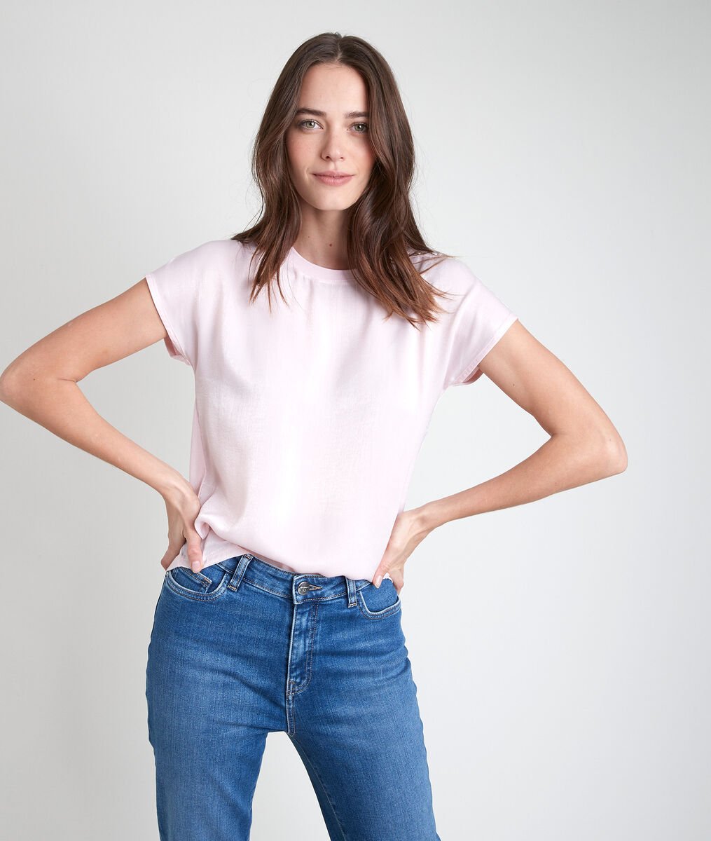 Willa pink two-fabric T-shirt | 1-2-3 Willa pink two-fabric T-shirt PhotoZ | 1-2-3