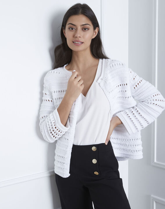 Arctic white textured cardigan | 1-2-3 Arctic white textured cardigan PhotoZ | 1-2-3