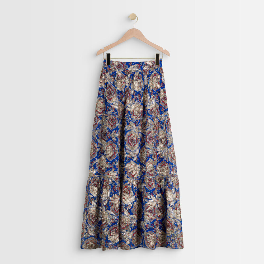 Esma printed lurex maxi skirt myosotis.