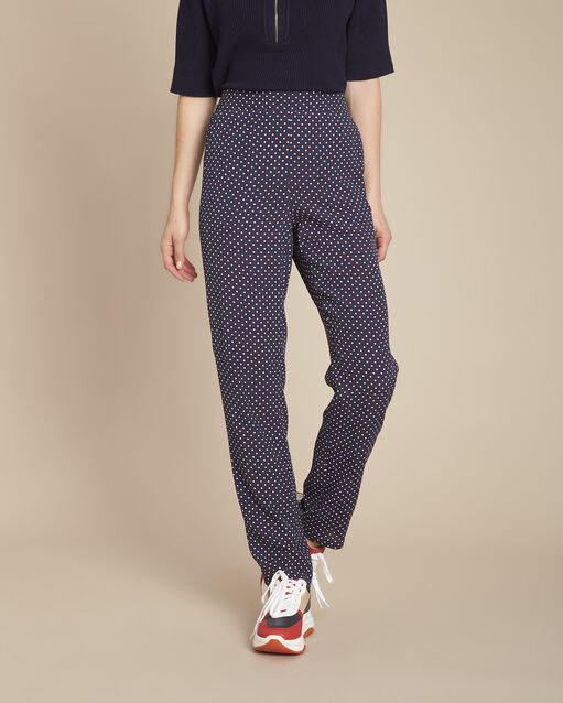 Garry navy polka dot print cigarette trousers (1) - Maison 123