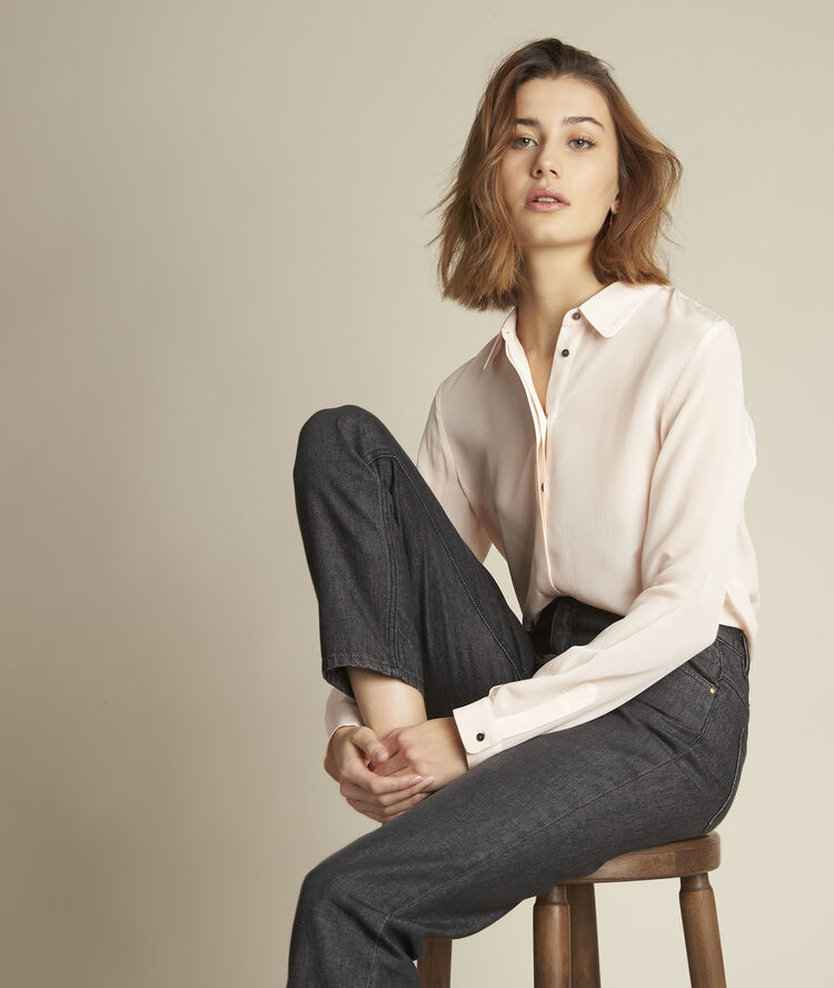 Maelle beige silk shirt nude.