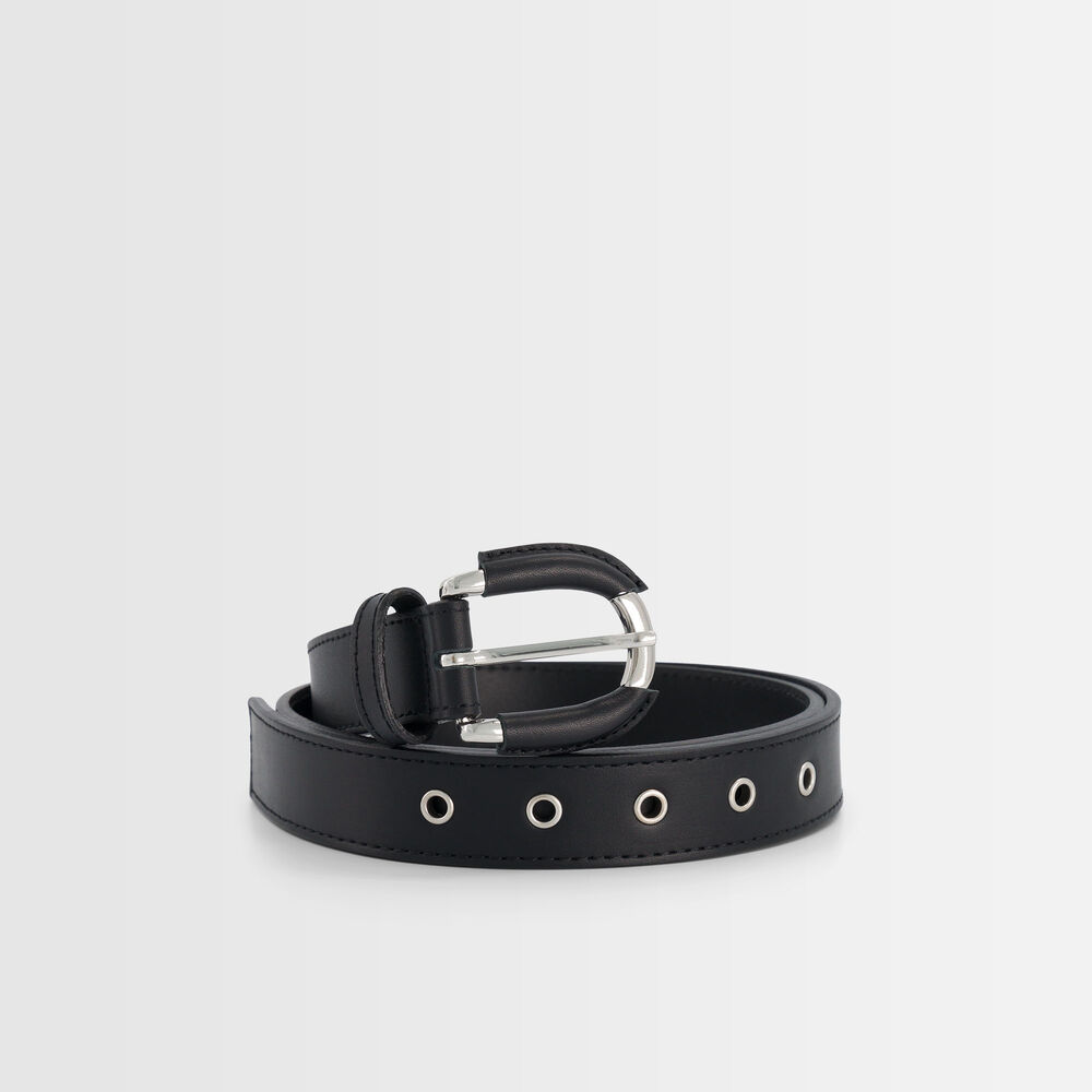 Eleonore black leather belt noir.