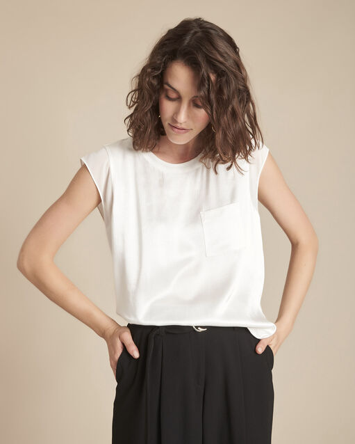 Mayssa ecru dual-fabric top with satin front (2) - Maison 123