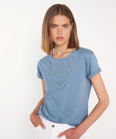 Mala blue embroidered cotton T-shirt  PhotoZ | 1-2-3