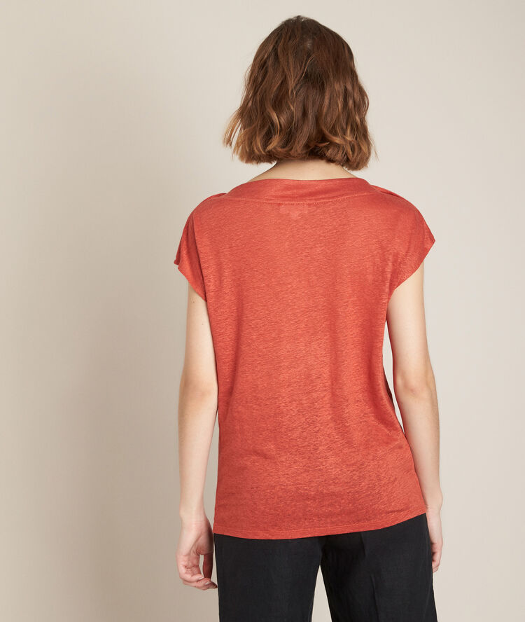 Royal brick-coloured linen t-shirt tile.