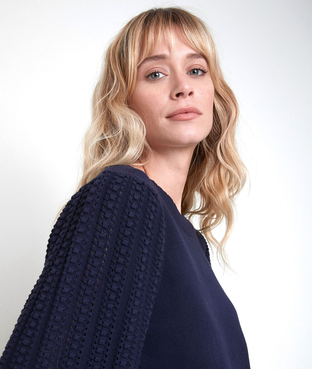 Aube blue decorative knit jumper encre.