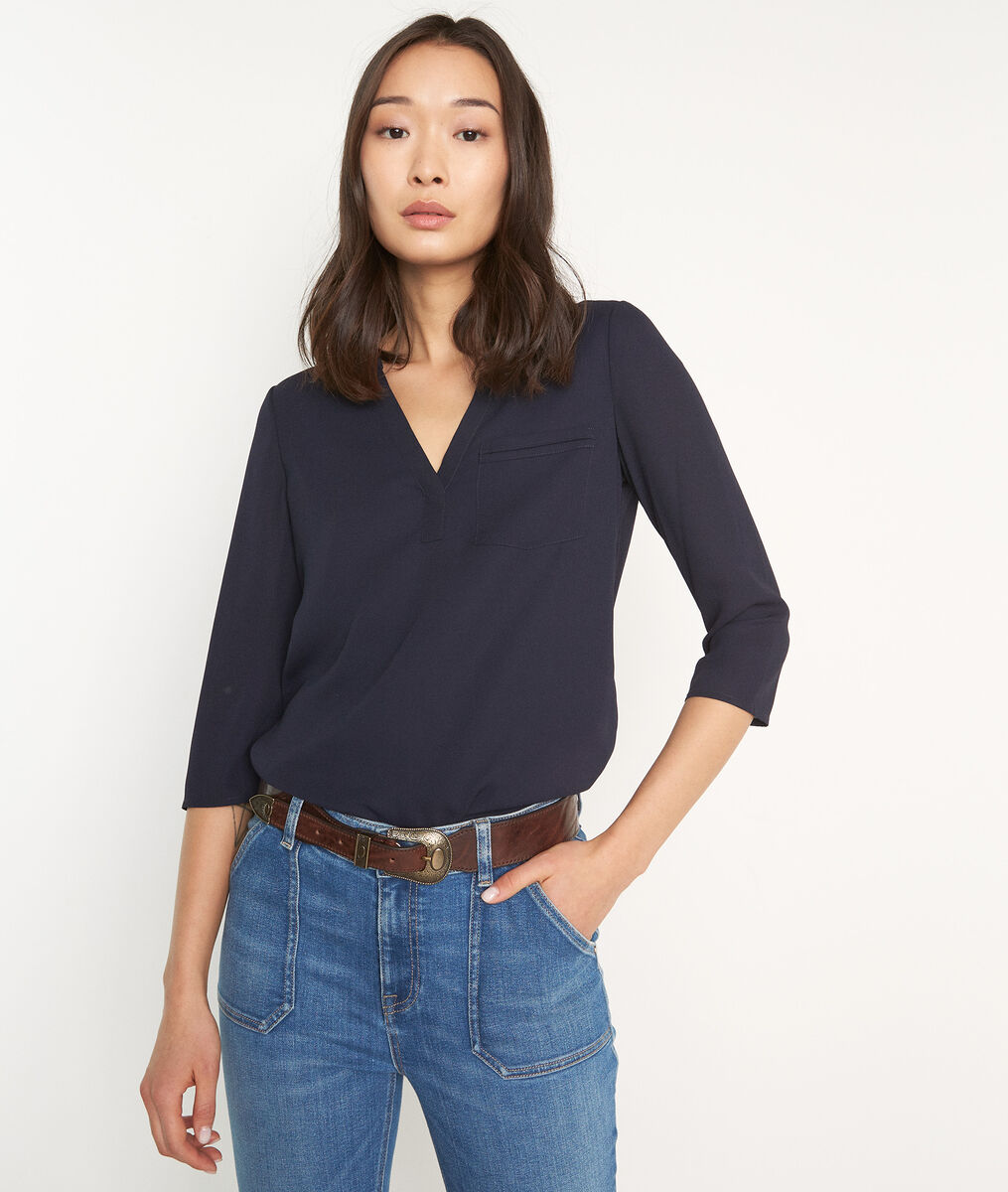WITNEY two-fabric navy top | 1-2-3 WITNEY two-fabric navy top PhotoZ | 1-2-3