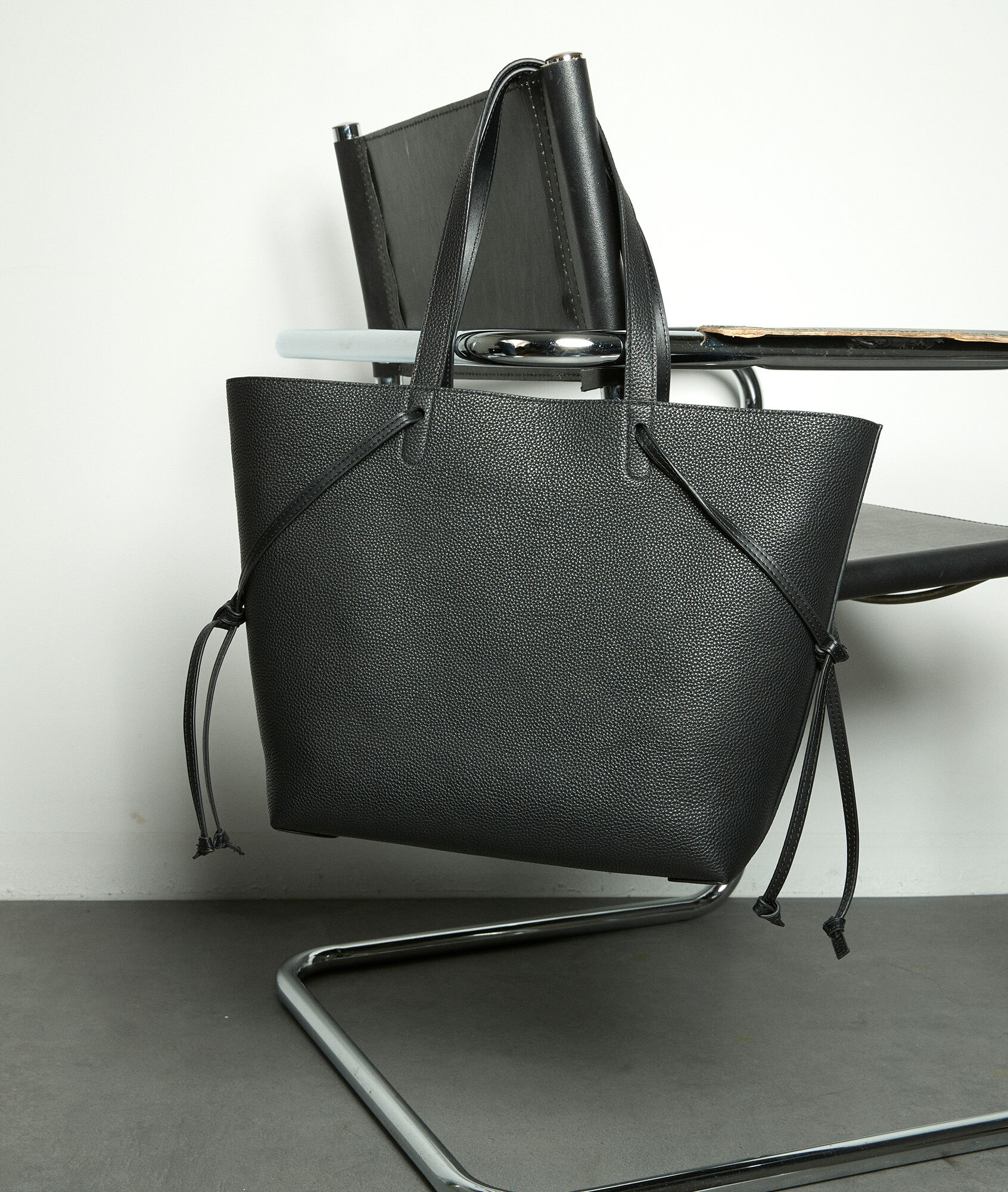 soft black leather tote