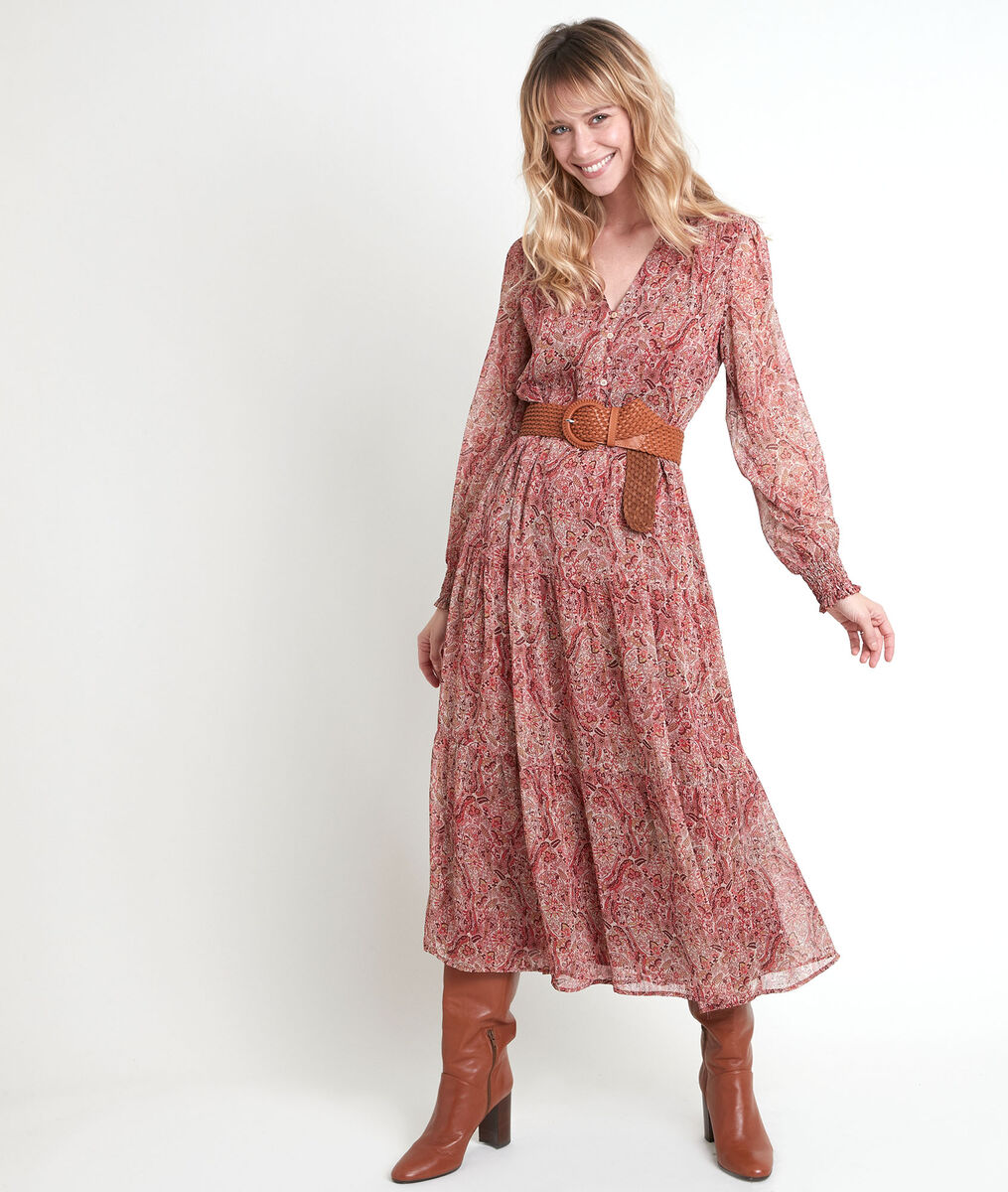 Nada beige print maxi dress | 1-2-3 Nada beige print maxi dress PhotoZ | 1-2-3
