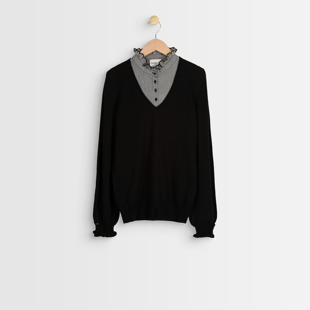 Reverso pullover with decorative collar noir.