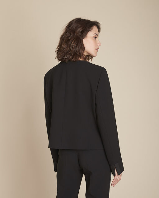Charme black microfibre and grosgrain jacket black.