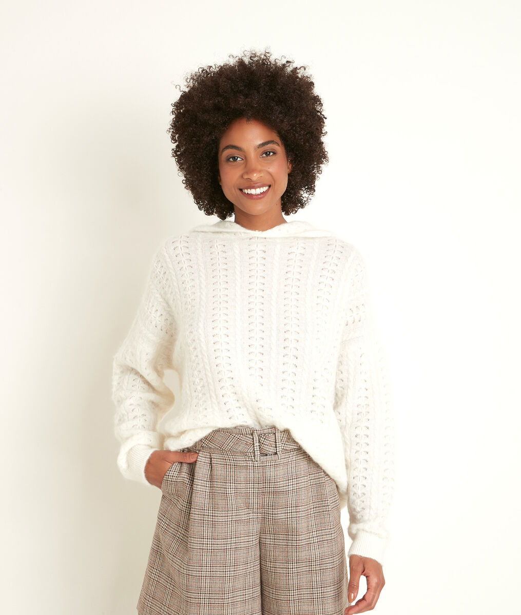 Raquel ecru hooded pullover | 1-2-3 Raquel ecru hooded pullover PhotoZ | 1-2-3