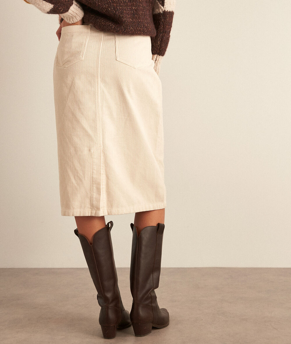 Kayne cream corduroy pencil skirt PhotoZ | 1-2-3