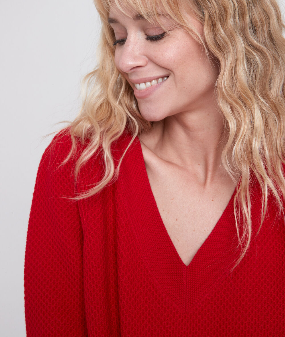 Amore red decorative knit jumper rouge.