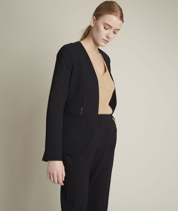 Enio straight leg microfibre trousers black.