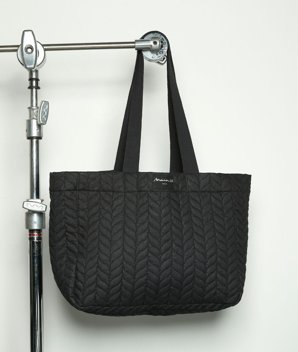 David charcoal quilted cotton tote bag PhotoZ | 1-2-3