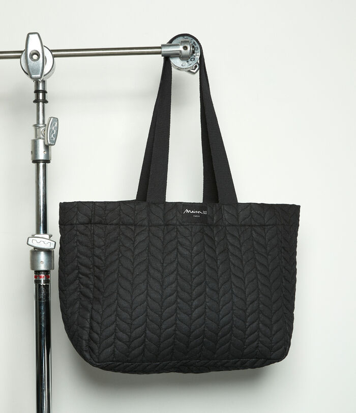 David charcoal quilted cotton tote bag
