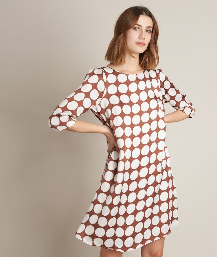 Rosie silk polka dot dress cinnamon.