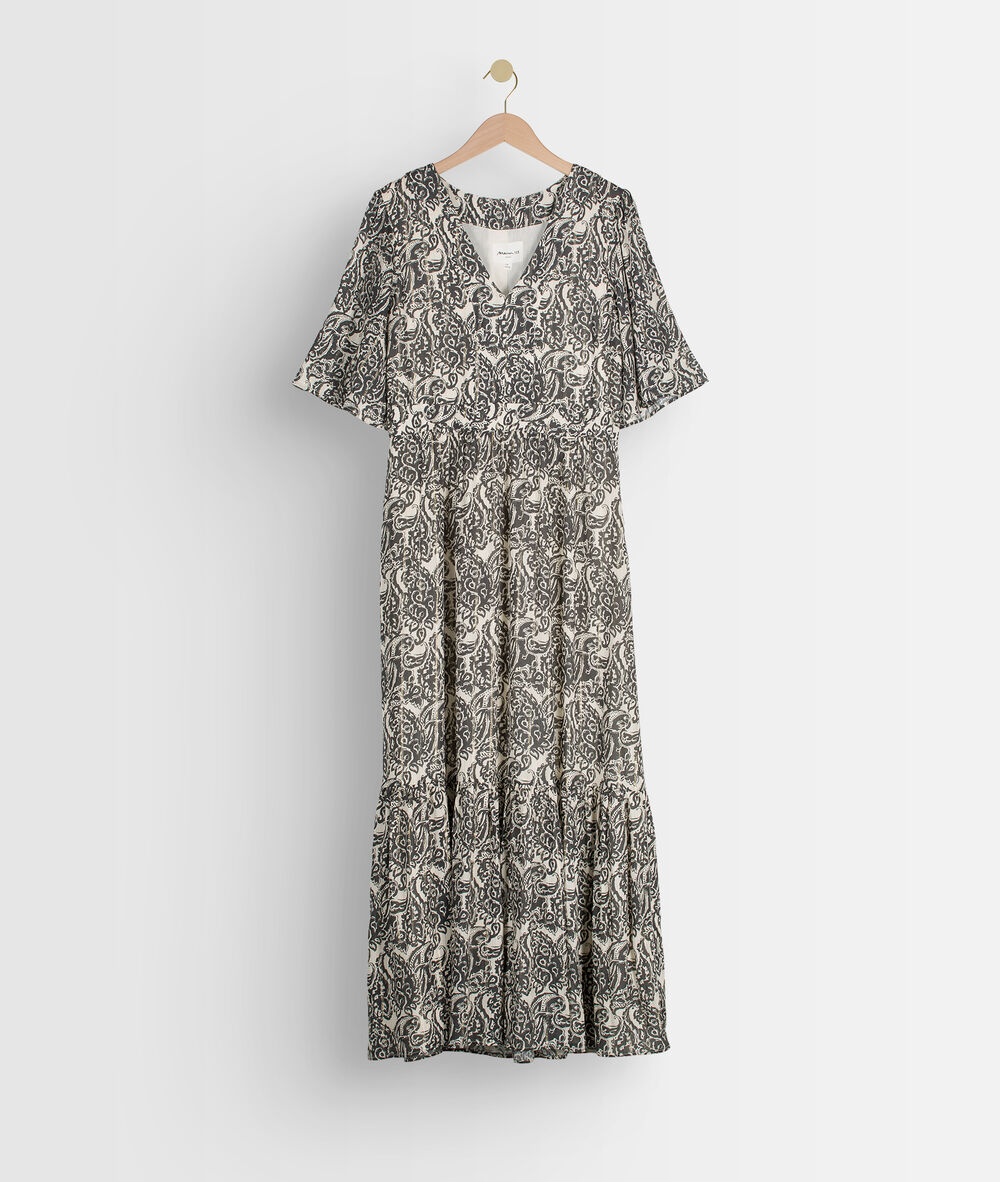 Ludine long printed dress ecru.