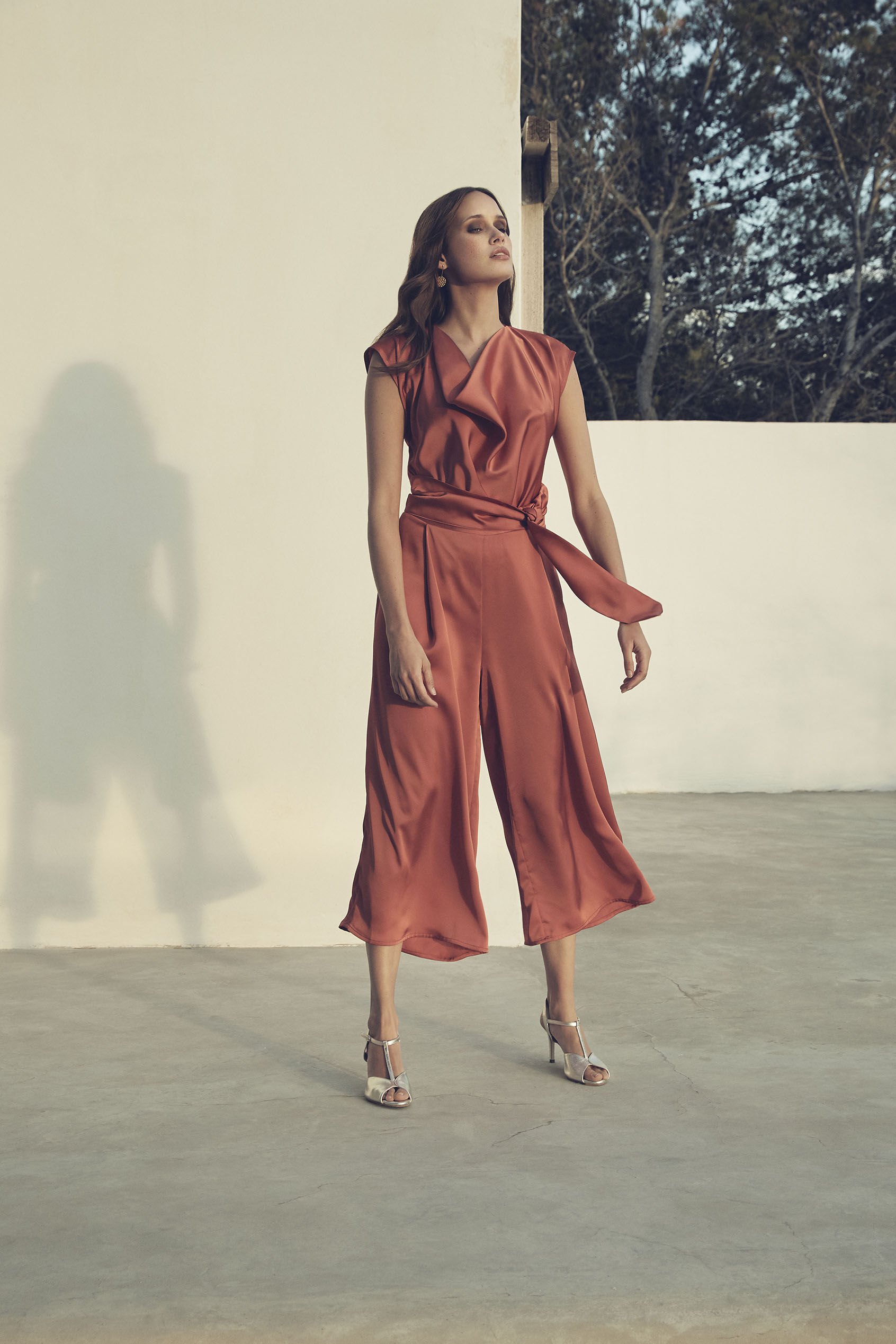 rust satin jumpsuit