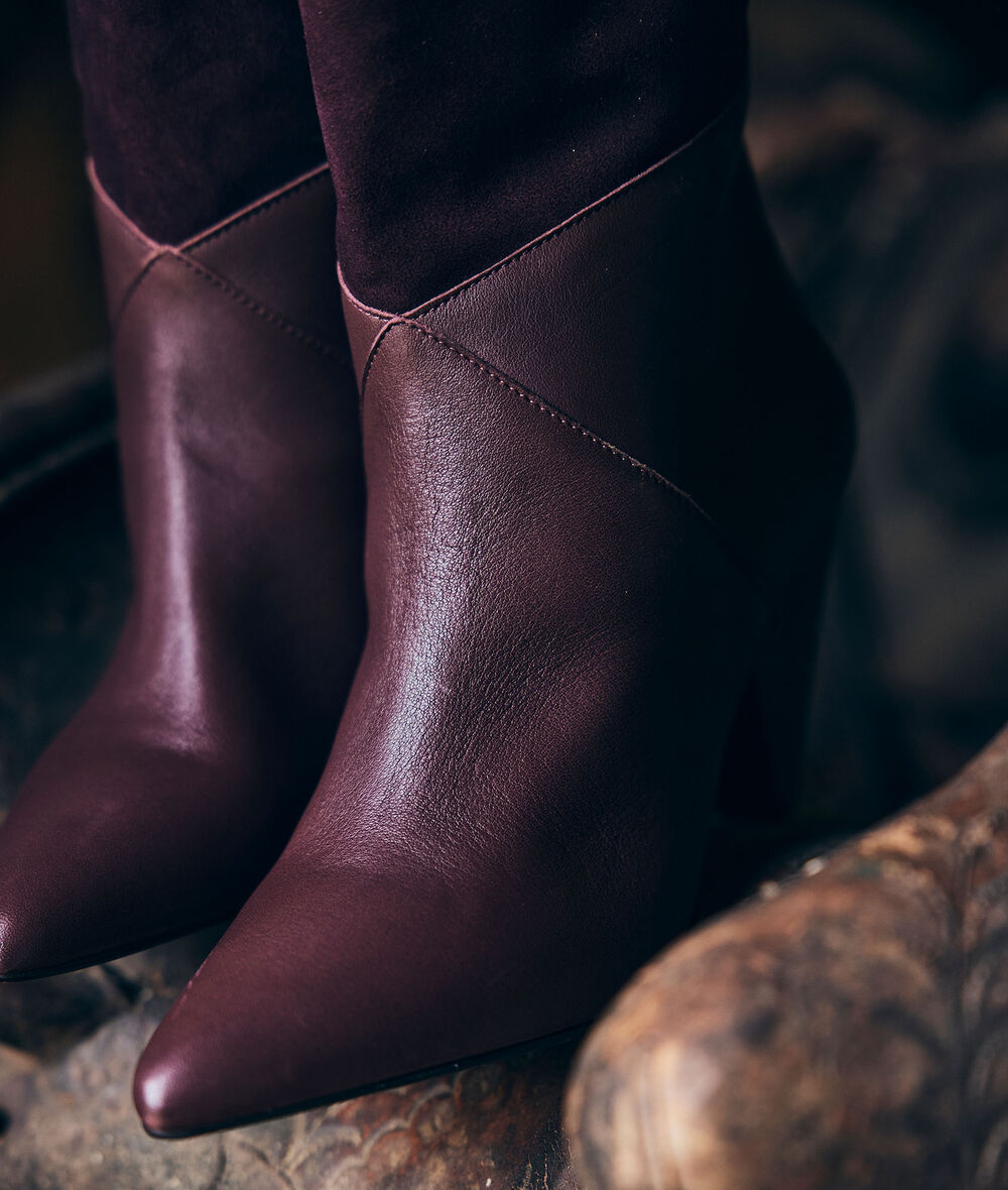 Nalla dual-material burgundy leather boots PhotoZ | 1-2-3