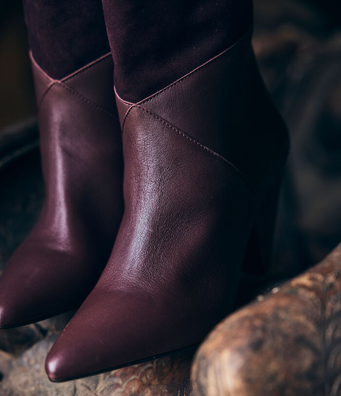 Nalla dual-material burgundy leather boots PhotoZ | 1-2-3